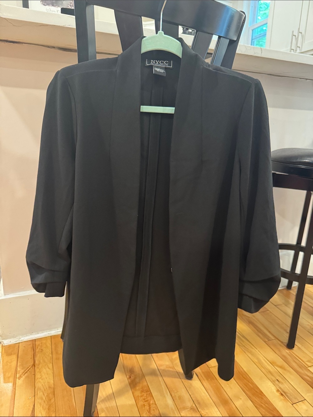 NYC Black Open-Front Draped Blazer